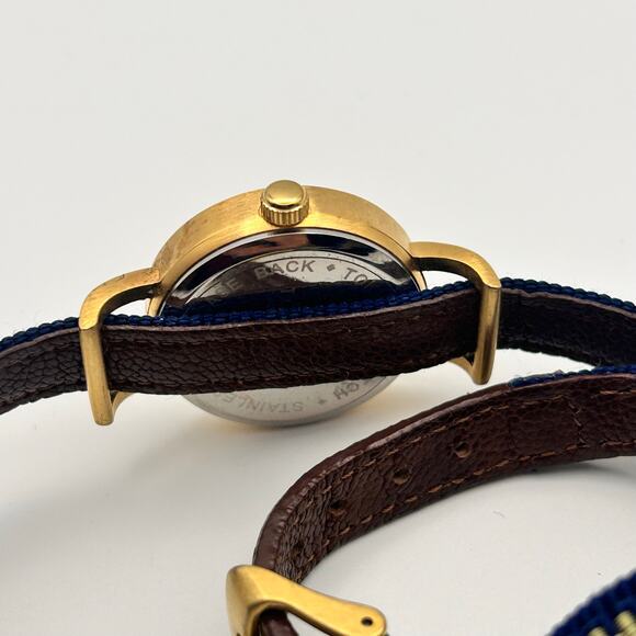 Tokyo Bay Gold Tone Blue Dial St. Steel 28mm Women’s Watch Working New Battery - Picture 6 of 8